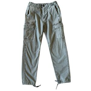 AMERICAN EAGLE Slim Lived In Cargo olive green distressed cargo pants 29 x 32